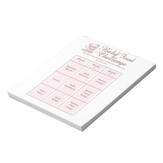 Baby Showfood Challenge Game Activity Notepad Notizblock (Rotiert)