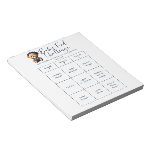 Baby Showfood Challenge Game Activity Notepad Notizblock (angewinkelt)
