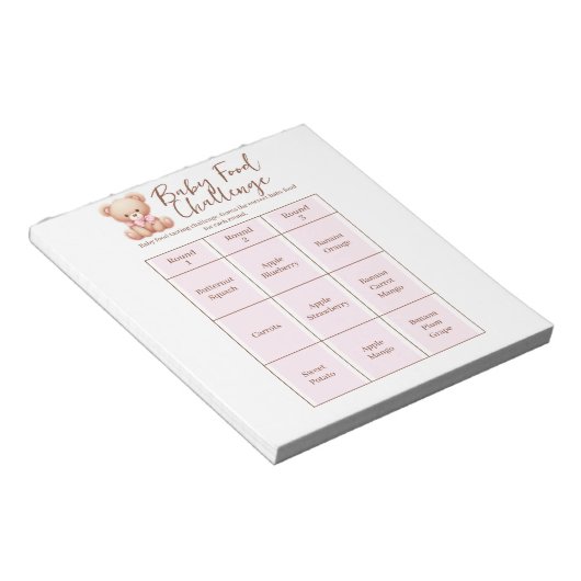 Baby Showfood Challenge Game Activity Notepad Notizblock (angewinkelt)