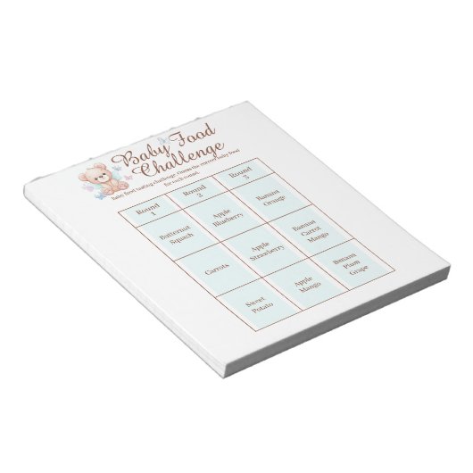 Baby Showfood Challenge Game Activity Notepad Notizblock (angewinkelt)