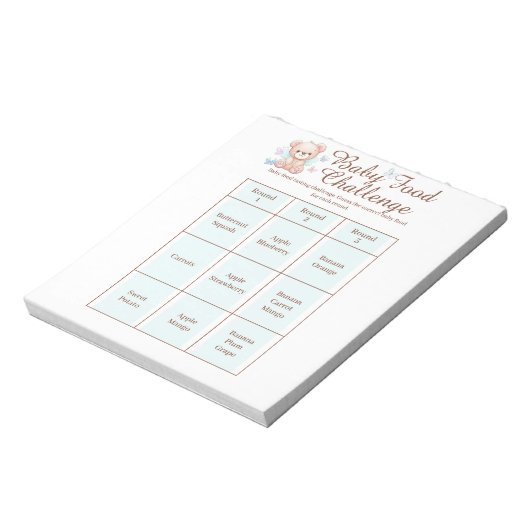 Baby Showfood Challenge Game Activity Notepad Notizblock (Rotiert)
