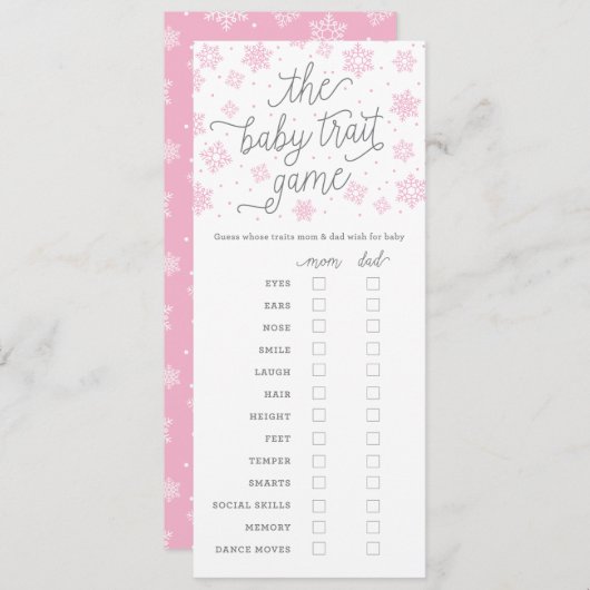 Baby Showgame Card Baby Trait Game Snowflake Einladung (Vorne/Hinten)