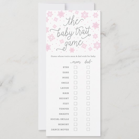 Baby Showgame Card Baby Trait Game Snowflake Einladung (Vorderseite)