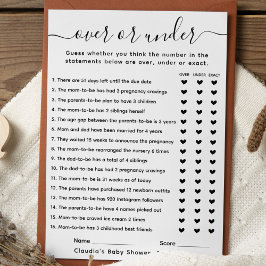 Baby Showgame Over oder Under Card Einladung
