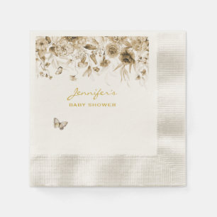 Baby Showgarten Sepia Florals Cocktail Cocktail Serviette