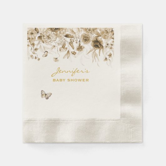 Baby Showgarten Sepia Florals Cocktail Cocktail Serviette (Vorderseite)