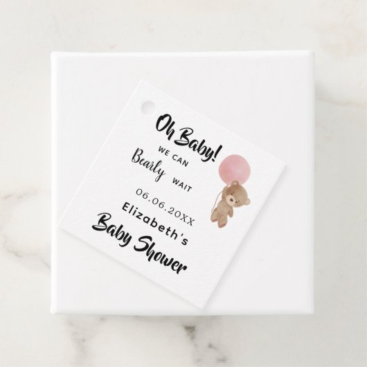 Baby Showgirl Teddy Bär pink weiß Geschenkanhänger (Beispiel)