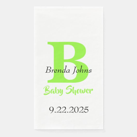 Baby Showgrüner Jungle Theme Monogram Name Serviette (Vorderseite)