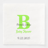 Baby Showgrüner Jungle Theme Monogram Name Serviette (Vorderseite)