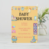 BABY SHOWING INVITATION, ORANGE INVITATION SAVE THE DATE (Stehend Vorderseite)
