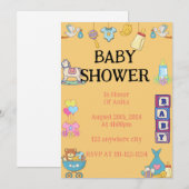 BABY SHOWING INVITATION, ORANGE INVITATION SAVE THE DATE (Vorne/Hinten)