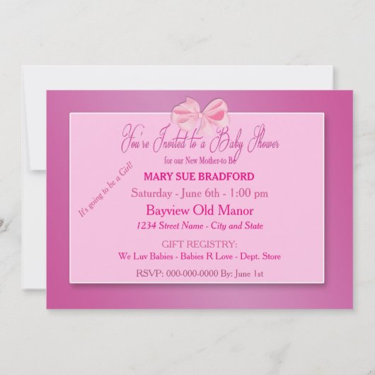 BABY SHOWING INVITATION - PINK/PARASOL/ROSE EINLADUNG