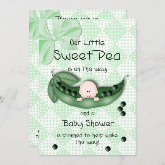 BABY SHOWING INVITATION - SWEET PEA EINLADUNG (Vorne/Hinten)