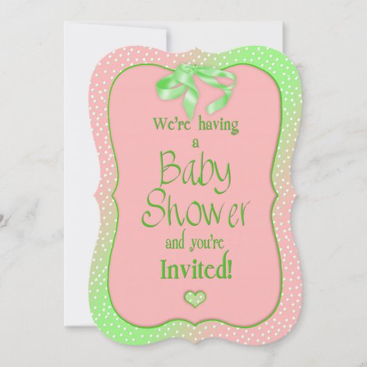 BABY SHOWING - PINK/MINT GRÜNE/POLKA DOT EINLADUNG (Vorderseite)