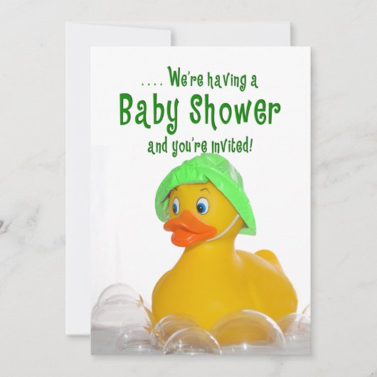 BABY SHOWITE INVITE - GREEN HAT - RUBBER DUCKY EINLADUNG (Vorderseite)