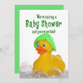 BABY SHOWITE INVITE - GREEN HAT - RUBBER DUCKY EINLADUNG (Vorne/Hinten)