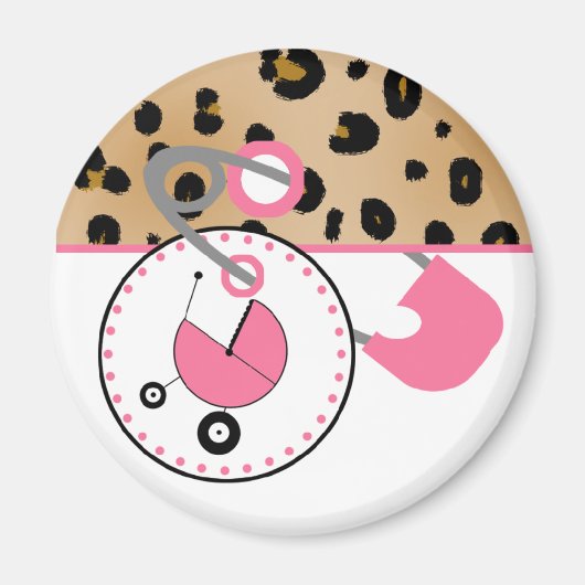 Baby Showmagnet - Leopard & Pink Diaper Button Magnet (Vorne)