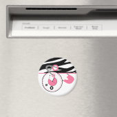 Baby Showmagnet - Zebra Print & Pink Diaper Button Magnet (In Situ (Geschirrspüler))