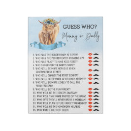 Baby Showman schätzt, wer Highland Kuh Blue spiele Notizblock