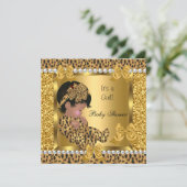 Baby ShowNiedlich Baby Girl Gold Leopard 2 Einladung (Stehend Vorderseite)