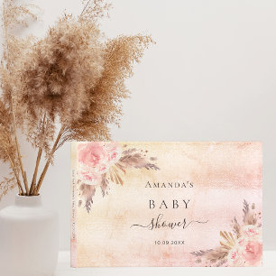 Baby Showpampas Gras Rose Gold Gästebuch