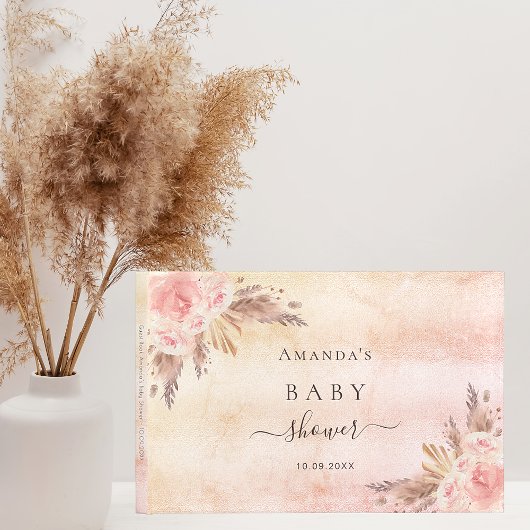Baby Showpampas Gras Rose Gold Gästebuch