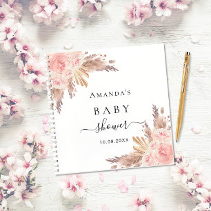 Baby Showpampas Gras Rose Gold Gästebuch Notizblock