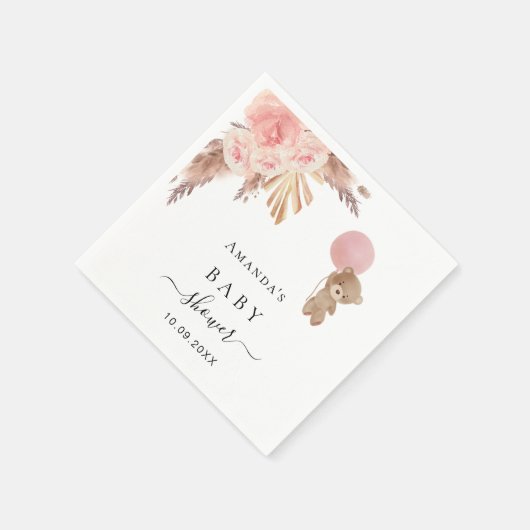 Baby Showpampas Gras Rose Goldteddy Serviette (Ecke)