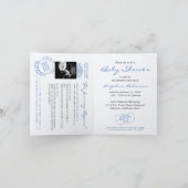 Baby Showpass Reisethema Dusty Blue Einladung (Innenseite)