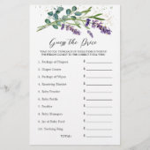Baby Showrate Price Game Lavender Eucalyptus Briefpapier (Vorderseite)