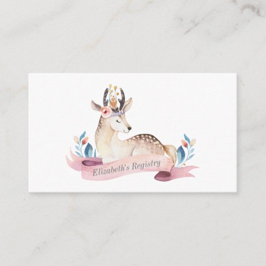 Baby Showregister Woodland Deer Card Begleitkarte (Vorderseite)