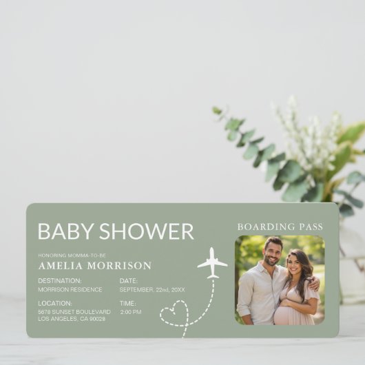 Baby Showroom Green Boarding Pass Flugzeug Ticket (Stehend Vorderseite)
