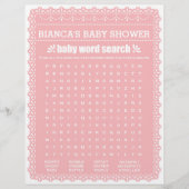 Baby Showspiel in Pink Papel Picado Flyer (Vorne)