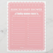 Baby Showspiel in Pink Papel Picado Flyer (Hinten)