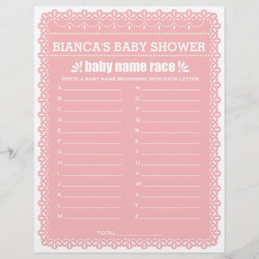 Baby Showspiel in Pink Papel Picado Flyer (Hinten)