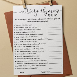 Baby Showspiel Kinderzimmer Rhyme Quiz Card Einladung