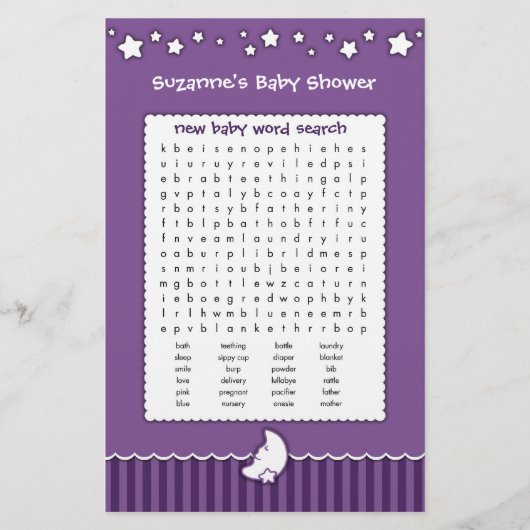 Baby Showspiel - Word Search (Vorderseite)