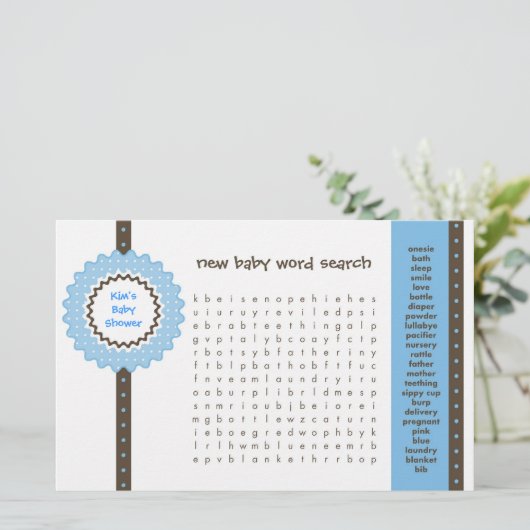 Baby Showspiel - Word Search (Stehend Vorderseite)