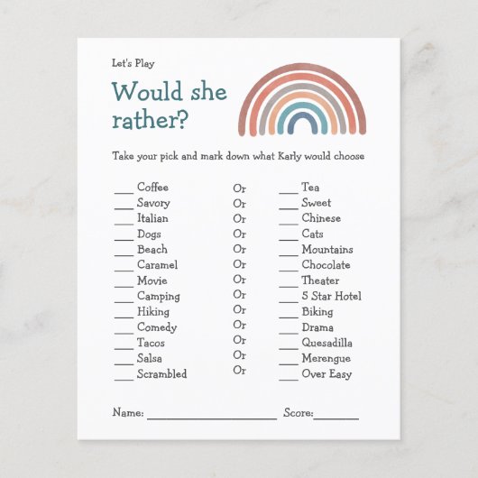 Baby Showspiel würde sie eher Boho Rainbow (Vorderseite)