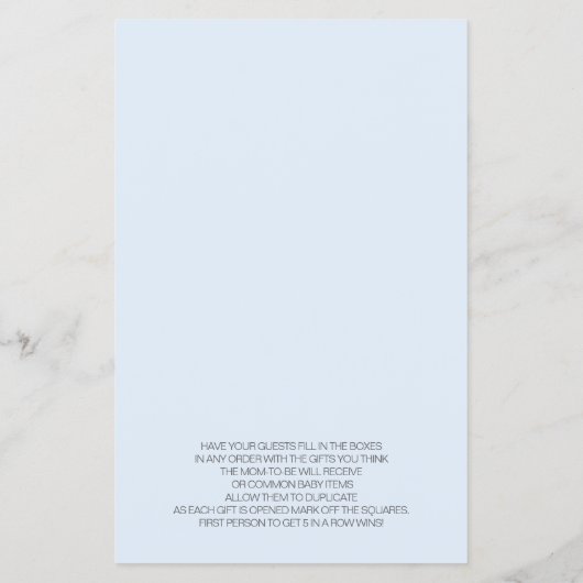 Baby Showspiele Bingo BOHO Baby Shower Blue Flyer (Hinten)