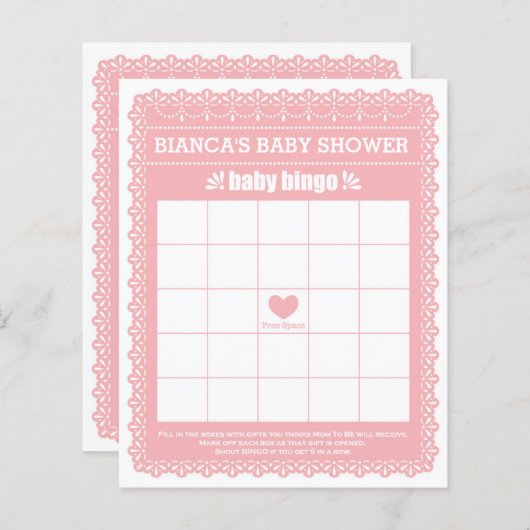 Baby Showspiele in Pink Papel Picado (Vorne/Hinten)