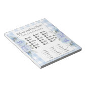 Baby Showspiele Meine Mama Blue Rose Gingham Notizblock (angewinkelt)
