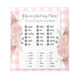 Baby Showspiele Meine Mama Coral Rose Gingham Notizblock