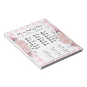 Baby Showspiele Meine Mama Pink Roses Gingham Notizblock (angewinkelt)