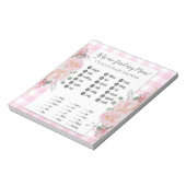 Baby Showspiele Meine Mama Pink Roses Gingham Notizblock (Rotiert)