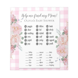 Baby Showspiele Meine Mama Pink Roses Gingham Notizblock