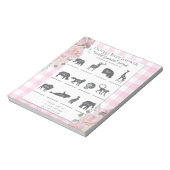 Baby Showspiele Pink Roses Gingham Notizblock (Rotiert)