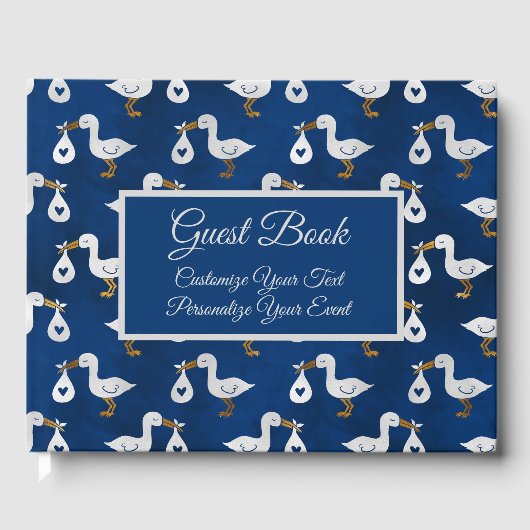 Baby Showstorch Navy Blue Personalisiert Gästebuch (Vorderseite)