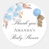 Baby Showteddy Bär Blue Pampas Gras Junge Runder Aufkleber (Vorderseite)