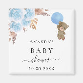 Baby Showteddy Bär Pampas Gras Blau Junge Magnet (Vorne)
